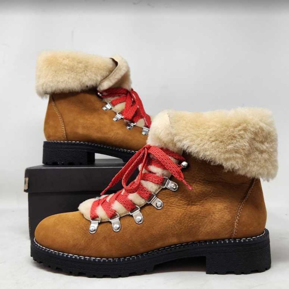 NEW WOMENS 6 7 8 9 10 J CREW NORDIC WINTER BOOTS SHEARLING GLAZED PECAN BROWN